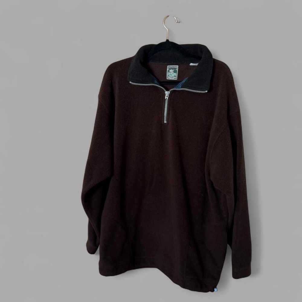 McIntosh & Seymour Men's Rugby Brown Half-Zip Fleece Large